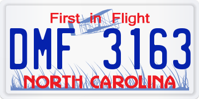 NC license plate DMF3163