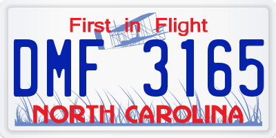 NC license plate DMF3165