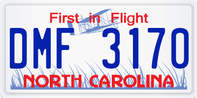 NC license plate DMF3170