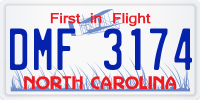 NC license plate DMF3174