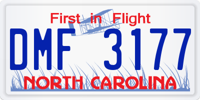 NC license plate DMF3177