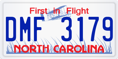 NC license plate DMF3179