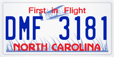 NC license plate DMF3181