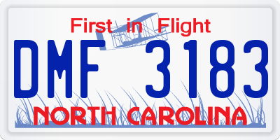 NC license plate DMF3183