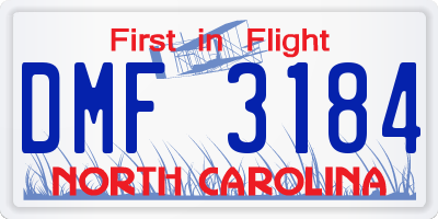 NC license plate DMF3184