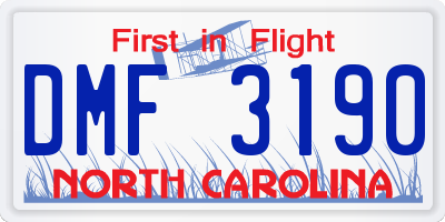 NC license plate DMF3190
