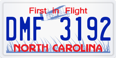 NC license plate DMF3192