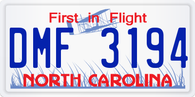 NC license plate DMF3194