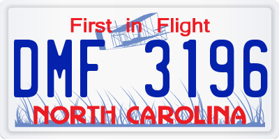NC license plate DMF3196