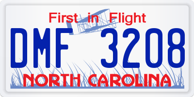NC license plate DMF3208
