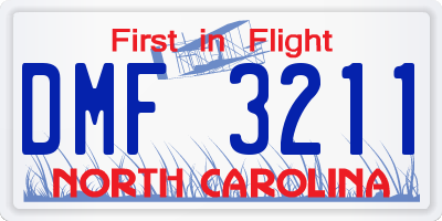 NC license plate DMF3211