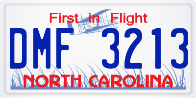 NC license plate DMF3213