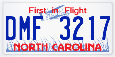 NC license plate DMF3217