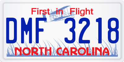 NC license plate DMF3218