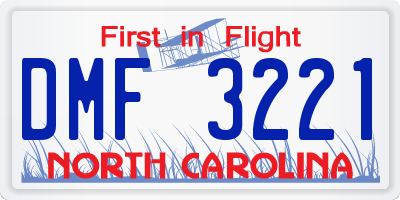 NC license plate DMF3221