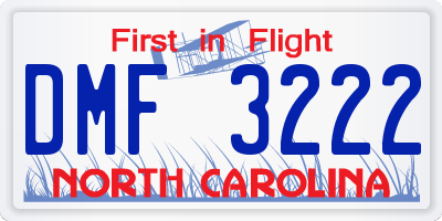 NC license plate DMF3222