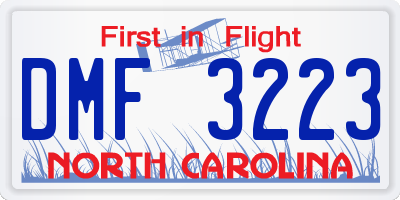 NC license plate DMF3223