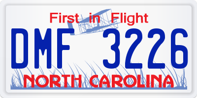 NC license plate DMF3226