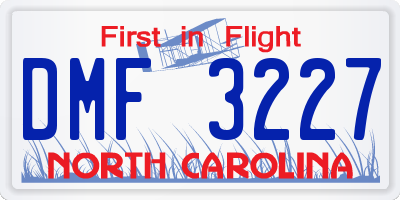 NC license plate DMF3227