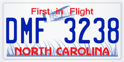 NC license plate DMF3238