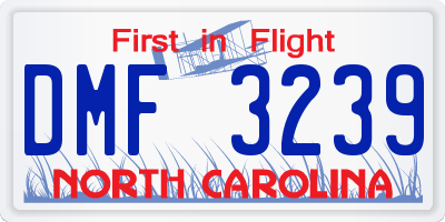 NC license plate DMF3239
