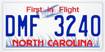 NC license plate DMF3240