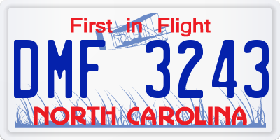 NC license plate DMF3243
