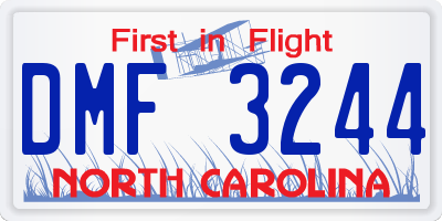 NC license plate DMF3244