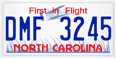 NC license plate DMF3245