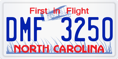 NC license plate DMF3250