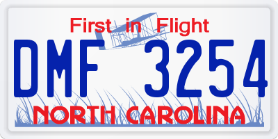 NC license plate DMF3254
