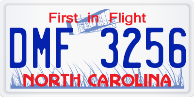 NC license plate DMF3256