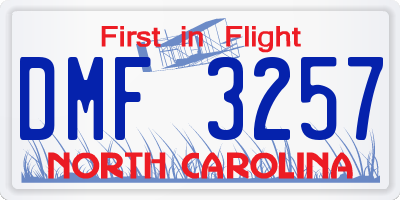 NC license plate DMF3257