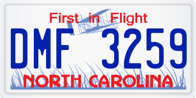 NC license plate DMF3259