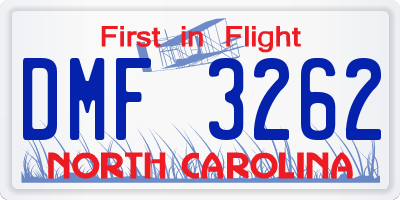 NC license plate DMF3262