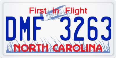 NC license plate DMF3263