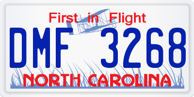 NC license plate DMF3268