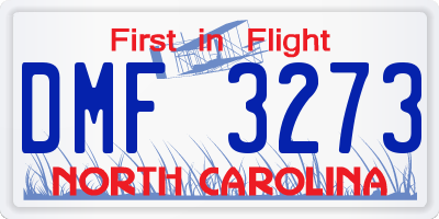 NC license plate DMF3273