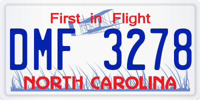 NC license plate DMF3278