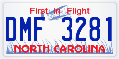 NC license plate DMF3281