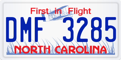 NC license plate DMF3285