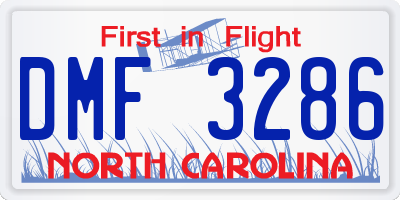 NC license plate DMF3286