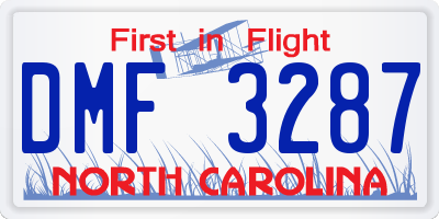 NC license plate DMF3287