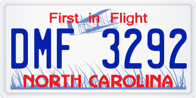 NC license plate DMF3292
