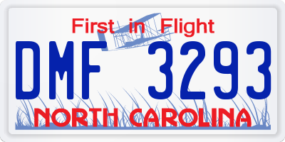 NC license plate DMF3293