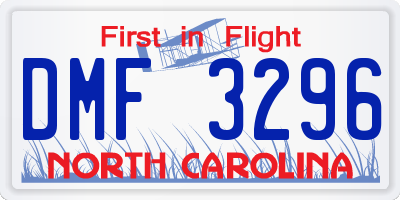 NC license plate DMF3296
