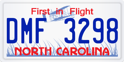 NC license plate DMF3298
