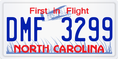NC license plate DMF3299