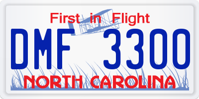 NC license plate DMF3300