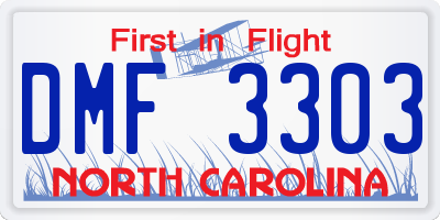 NC license plate DMF3303